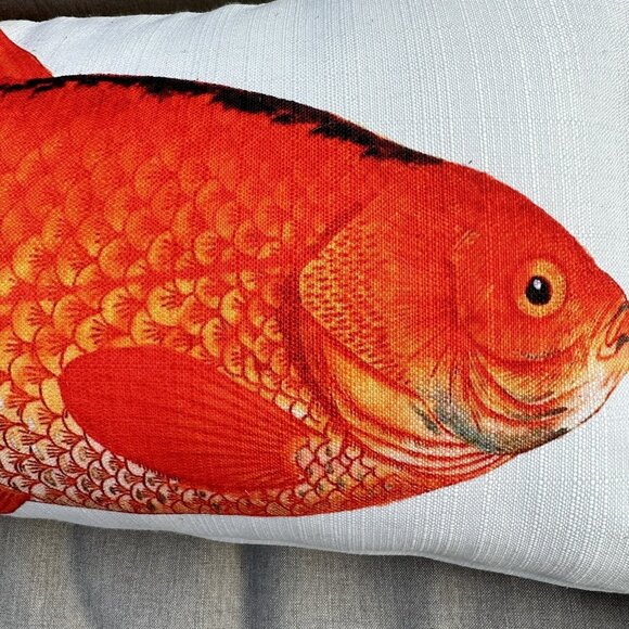 Set Of 2 Red Fish Throw Pillows 19x12 Coastal Nautical Home Decor - Picture 9 of 13
